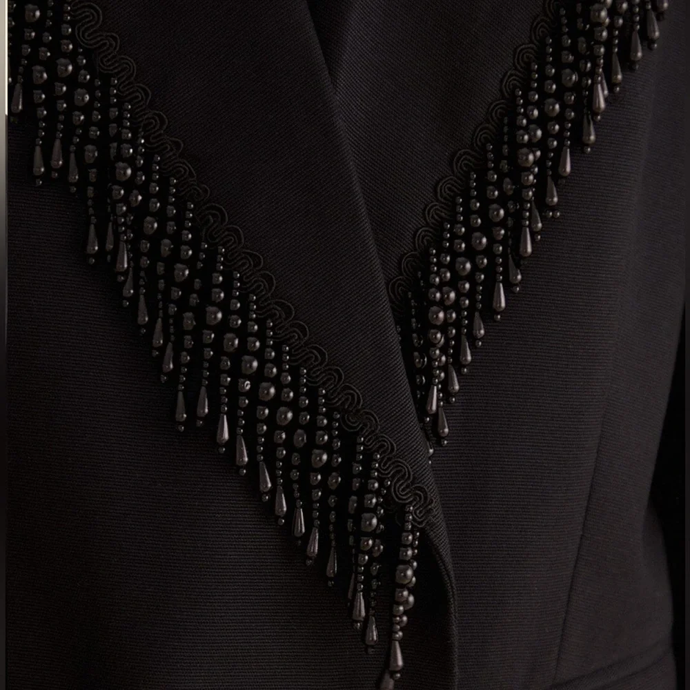 Farm Rio Black Fringe Blazer - Picture 6 of 8